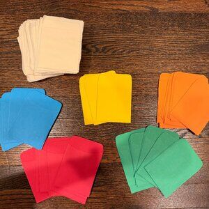 LAKESHORE PLAIN + BRIGHT COLORED ADHESIVE CLASSROOM LIBRARY POCKETS - MANY USES!